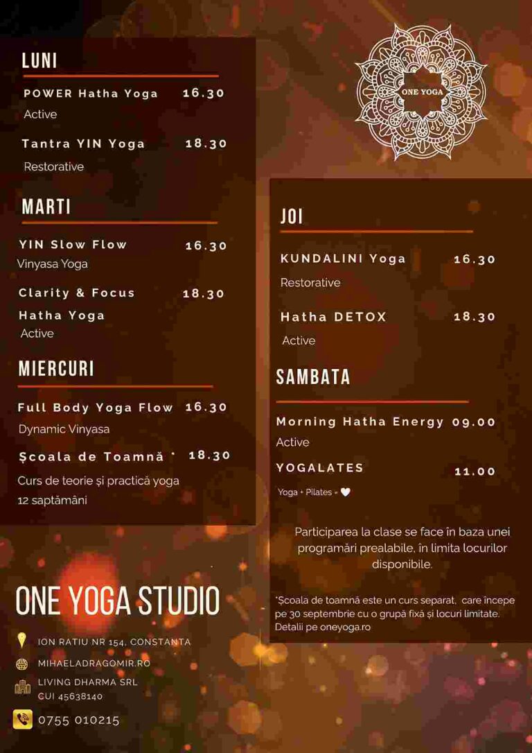 Program de toamna One Yoga Studio Constanta