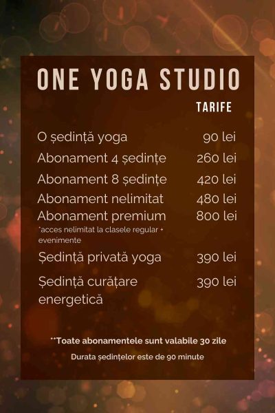 Tarife One Yoga Constanta